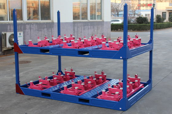 2000KGS พาเลทเหล็กวางซ้อนกันได้ 4 ชั้นที่ถอดออกได้